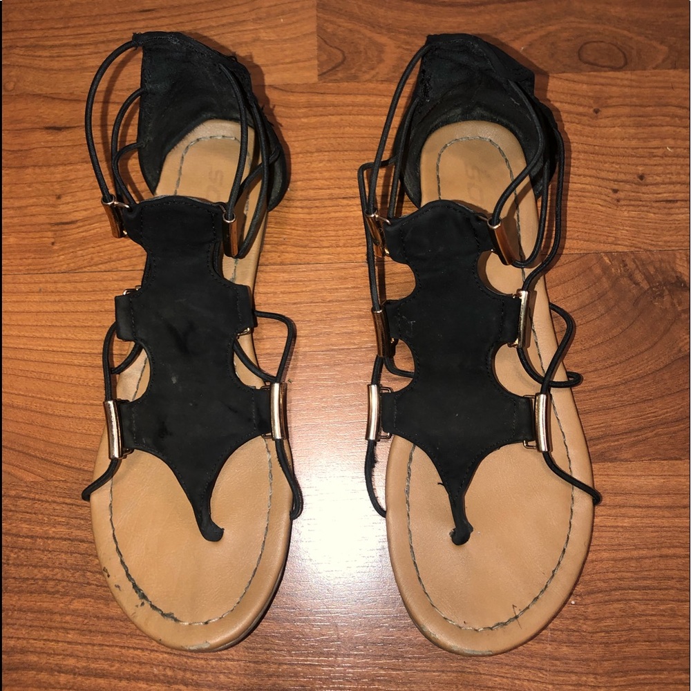 Black and Tan Sandals